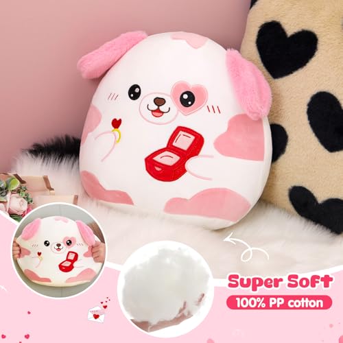 Image of Puppy Dog Plush Stuffed Animals Love Heart Ring Box 12 inch