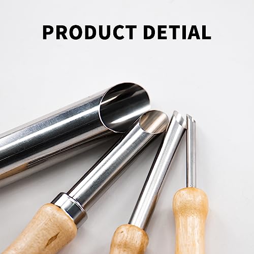 4 pack stainless steel circular clay hole cutters wooden handle clay tools for drilling and sculpture pottery tools and supplies