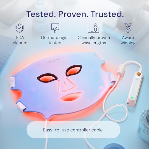LED Face Mask Light Therapy – 2-in-1 Red Light Mask & Blue Light Mask for Acne & Anti-Aging Skincare – Dermatologist-Approved Silicone Blue & Red Light Therapy Mask for Face Treatment by LUSTRE - Image 4