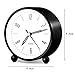 HeQiao Silent 4 Inch Metal Table Alarm Clock with Night Light (Bright Black)