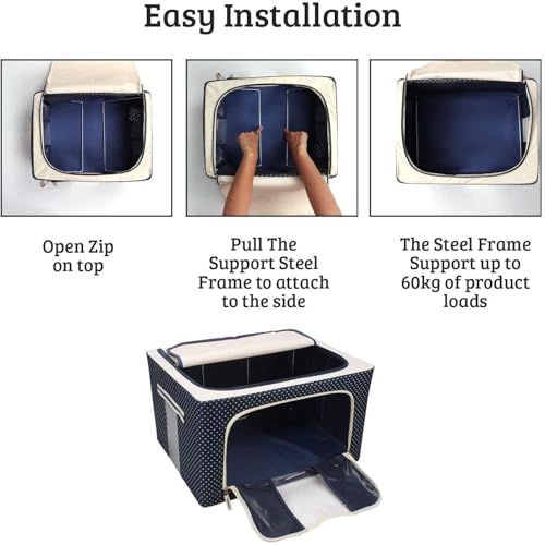 Image of Fabric Clothes Storage Box,Multi Rectangular Foldable Clothes Storage Box /bin Boxes Extra Foldable Stackable Container Organizer,Cloth Storage Bags with Zip, Multicolor (1, Standard)