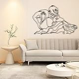 Decorazione murale in Metallo Scultura da Appendere per Coppia Sensuale Stile Minimalista per Camera da Letto Colore Nero 47 x 30 Pollici (120 x 76 cm)