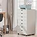 OLIXIS 7 Drawer Mobile File Cabinet Under Desk Storage Organization with Wheels Vertical Filing Chest Rolling Wood Small Desk Printer Stand for Home Office, 15.75