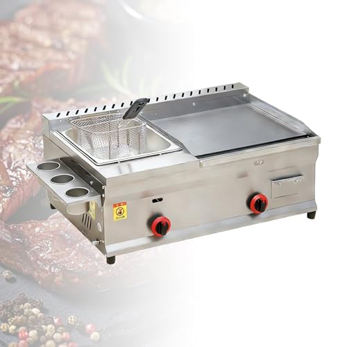 Countertop Gas Fryer Stainless Steel Fryer, Compact Commercial Frying Equipment With High Efficiency Heating for Restaurant Prep Areas(Home-Use)