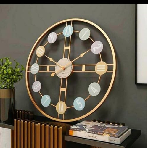 Image of Arabs Modern Metal Wall Clock for Living Room Bedroom Office Kitchen Stylish Designer Big Size Gold 50 CM