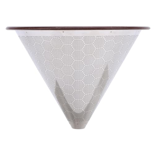 Pssopp Filtros de café de Acero Inoxidable Dripe Cono, Filtro Doble Capa Malla Reutilizable 600, Limpieza Fácil sin Papel con Bucle Aislamiento Calor Goma para Filtrar Cafés