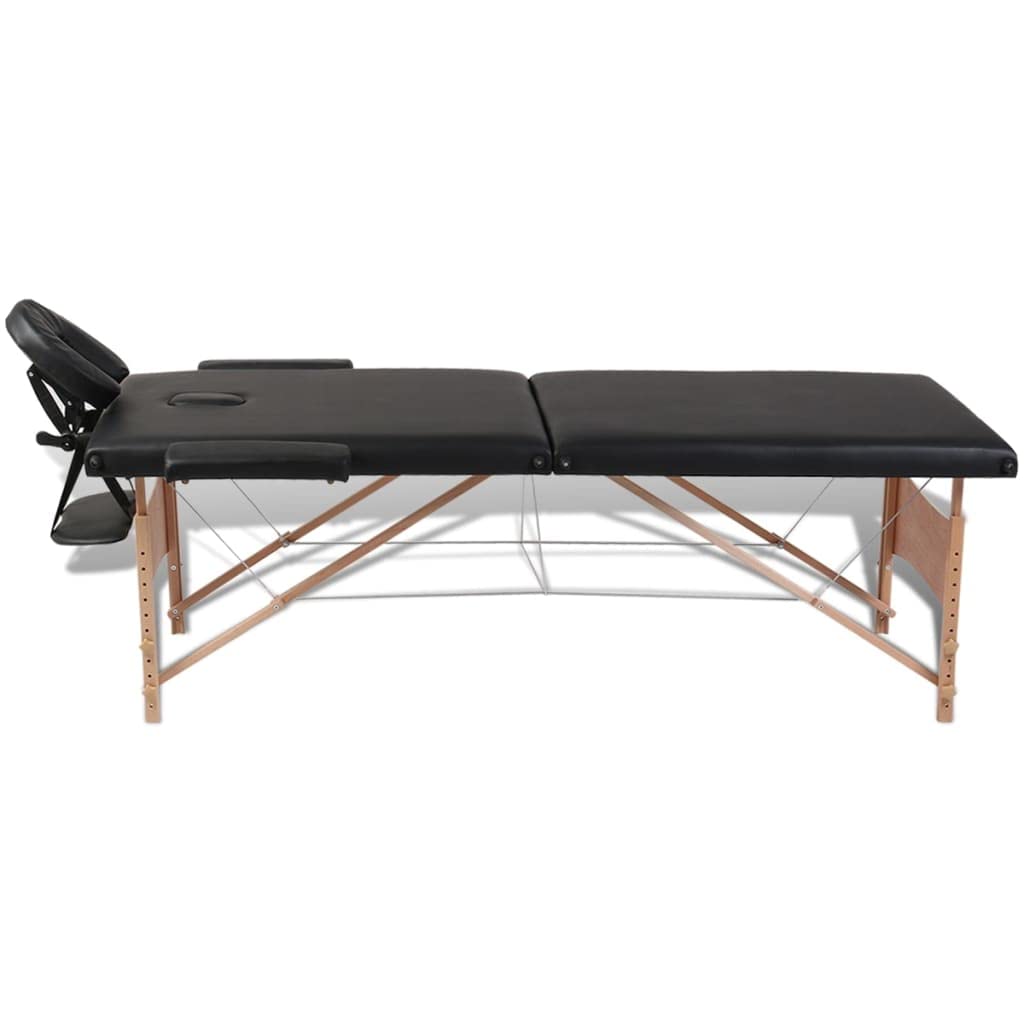 Generisch Massageliege Klappbar 2-Zonen mit Holzgestell Schwarz,Gesundheit & Schönheit,Körperpflege,Massage & Entspannung,Massagetische,14.9KG,110077
