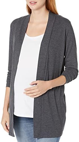 Motherhood Maternity Women's Maternity Open Front Drape Knit Cardigan, Charcoal, Small