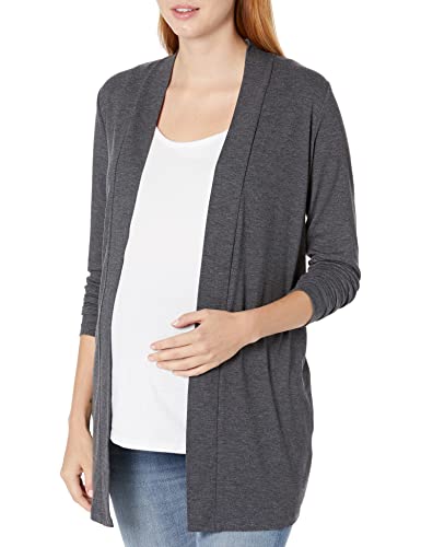 Motherhood Maternity Women's Maternity Open Front Drape Knit Cardigan, Charcoal, Small #TOP3