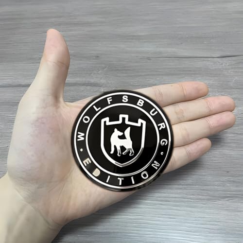 Image of 4Pc Wolfsburg Edition Emblem Car Wheel Center Hub Cap 3D Badge Decal Sticker Replacment for Wolfsburg (Black)