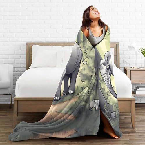 Couverture en micro polaire ultra douce Walking Elephant de luxe