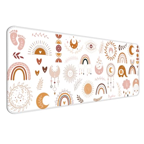 Image of AYKDTFN Boho Cute Desk Mat, Kawaii Large Gaming Mouse Pad, Computer Keyboard Laptop Mousepad for Work, Game, Office and Home, XL
