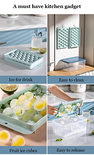 Aiouclay Ice Tray,Ice Cube Tray With Lid & Bin,66 X 1In Circle Ice Cube Tray,Sphere Ice Makers For Freezer With Container,Round Ice Ball Chilling Cocktail Whiskey Tea Coffee(Blue) #TOP4