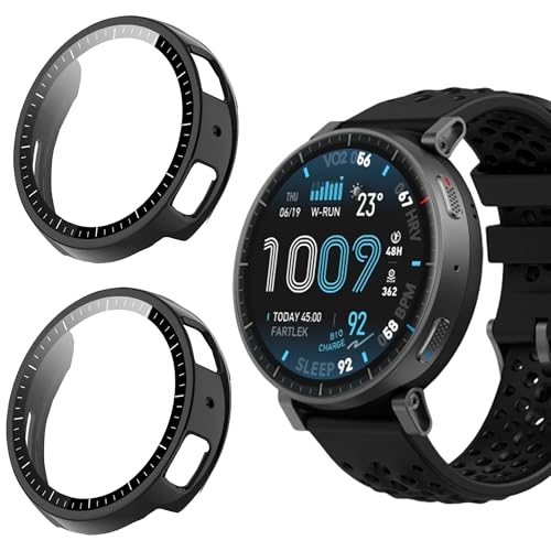 Compatible for Amazfit Active Max Case, Lamshaw Hard PC Case with Tempered Glass Screen Protector Compatible with Amazfit Active Max Smart Watch 1.5" (2Pack-1)