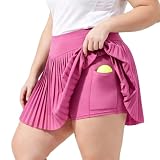 Moon Wood Women's Plus Size Pleated Tennis Skirt with Pockets Shorts High Waisted Athletic Golf Skort Workout...
