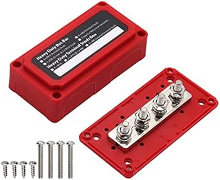 Bus Bar 300A Terminal Block DC 48V Power Distribution Block 12V to 24V Heavy Duty Busbar 5/16" (M8) Terminal Studs for Marine Automotive RV Truck (Red)