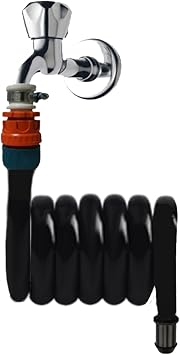 Spiral Kelep e Adapt rl  Wc Taharet Hortum Matik ve Wc Banyo Y kama Seti Siyah Inci 97 cm