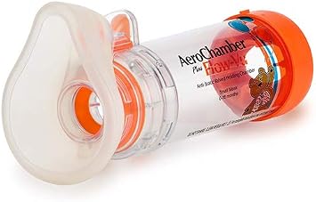 Aerochamber Plus Flow-Vu Pediatric Spacer with Mask Small (0-18 Months) – Antistatic, Orange