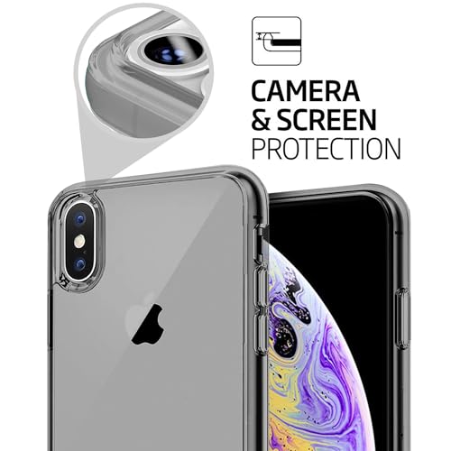 Image of TENOC Phone Case Compatible with iPhone Xs Max, Gray Case Clear Shockproof Protective Bumper Slim Cover for 6.5 Inch