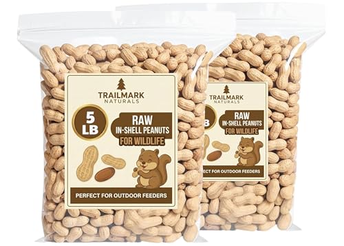 TRAILMARK NATURALS - 2 Pack of 5 Lb Bags (10 Pounds Total) - Raw Peanuts for Squirrels Raw in Shell Peanuts for Birds and Wildlife- Squirrel Food Wild Bird Seed - Grown in The USA
