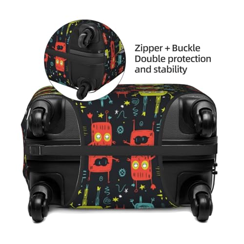 Luggage Cover Protector - Cartoon Colored Robot Print Fit 18-21 Inch Suitcase Covers for Luggage3
