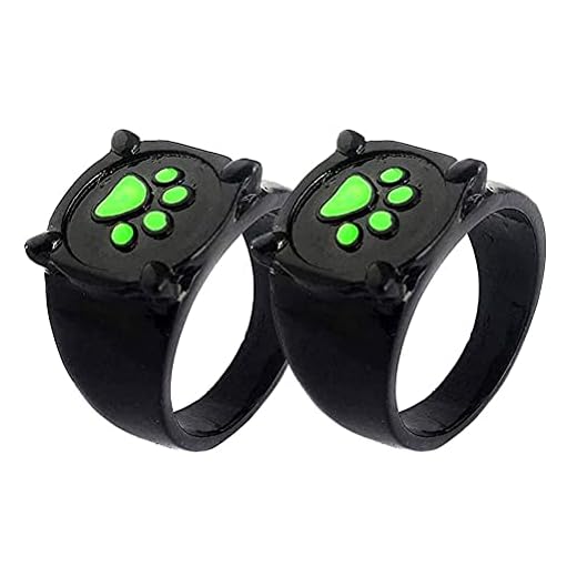 FUNMIX Kattring, fingerring katt grön tass tryck ring parring smycken för barn vuxna kattringar anime cosplay fingerring gåva