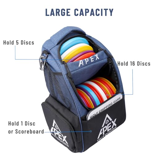 image for Apex Outdoors Disc Golf Bag, Large Disc Golf Backpack Holds Over 21 Di
