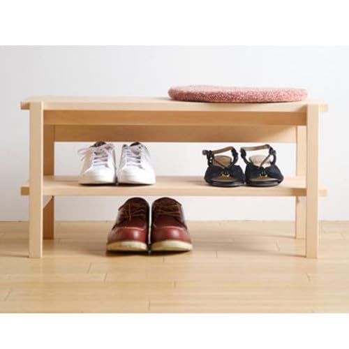 ベンチとしても活用できる天然木の玄関収納家具「ベンチシェルフ」NA