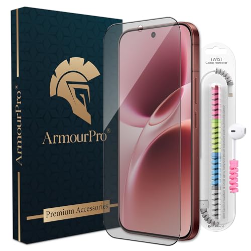 Image of ArmourPro Anti Glare Matte Tempered Glass for Vivo V70 Elite, Anti Fingerprint Screen Protector, 9H Scratch Resistant, Smooth Touch, Easy Installation Kit with Cable Protector
