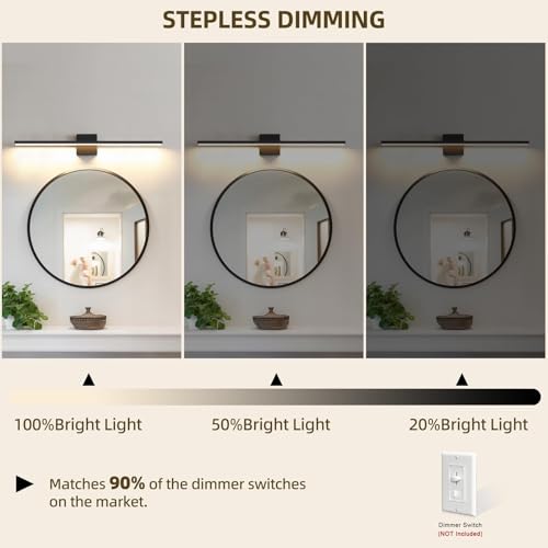 Image of Bathroom Light Fixtures Over Mirror, 32 Inch Black Bathroom Vanity Light, LED Modern Wall Sconce 3000K Bar Vanity Lights for Restroom