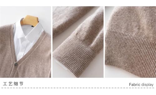 Men's 100 Percent Solid Wool Cardigan Autumn and Winter V-Neck Loose Sweater3