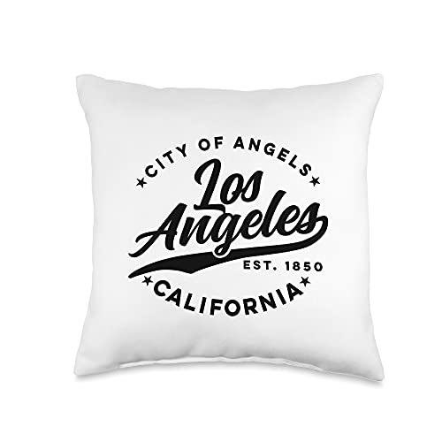 Vintage Los Angeles City of Angels California Black Text Throw Pillow