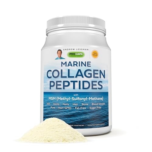 ANDREW LESSMAN Marine Collagen Peptides Powder and MSM 60 Servings - Supports Radiant Smooth Soft Skin, Comfortable Joints. Pure. Super Soluble No Fishy Flavor No Additives Non-GMO