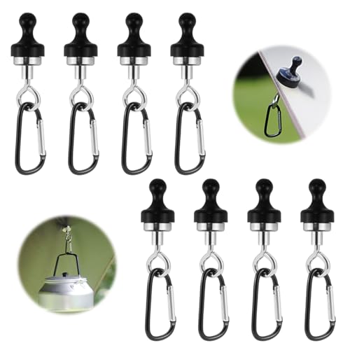 Cragmut 8 Stücke Plastik Rund Magnet Haken, Magnethaken Camping Multifunktional, Outdoor Camping Magnethaken, Schwarz Magnethaken Abnehmbar, für Camping Garage Küche Büro