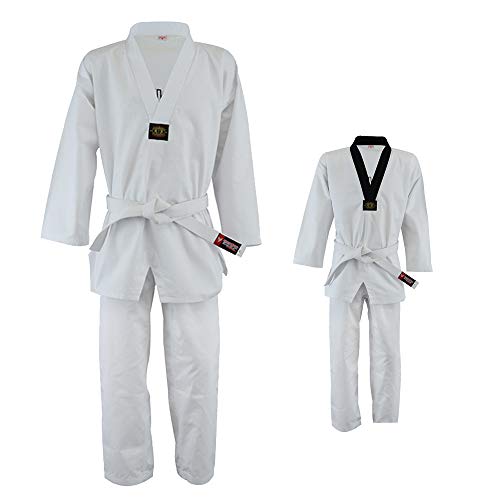 Image of Twister Taekwondo uniform 8oz poly /cotton with embrodary on back (WHITE - V, 7)