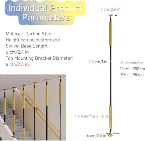 Balustre d'escalier réglable en acier pour rénovation sur mesure