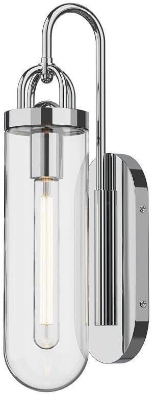 Alora Mood Lancaster 5" Wall/Vanity Light | Chrome Finish | Clear Glass | Classic Vintage Style Bathroom Wall Light | Made of Steel and Glass | 4.63" W x 18" H x 6" E | WV461101CH