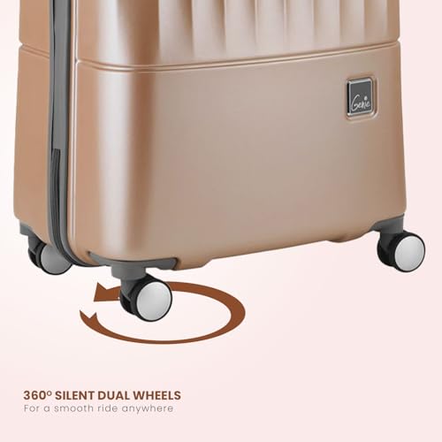 Image of Genie by Safari Palm 55 Cm Cabin Trolley Bag Hard Case Carry-on Polycarbonate 8 Wheels 360 Degree Wheeling Luggage, Suitcase for Travel, Trolley Bags for Travel, Gold