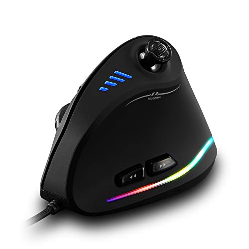 zelotes Souris Gamer Filaire avec Joystick,11 Boutons Programmables,Souris Verticale Gaming avec 10 000 DPI Ajustable,Ergonomique,RVB,Mouse de Jeu pour PC,Mac,Noir