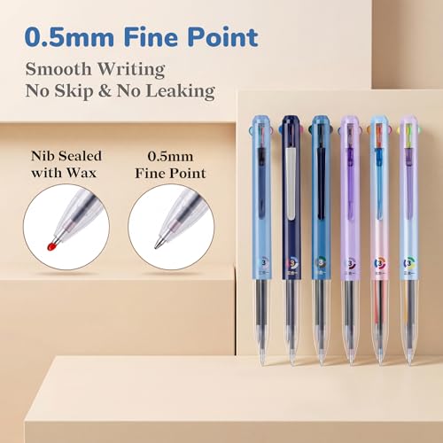 Set de 6 bolígrafos retráctiles multicolor 0.5 mm miniatura 4