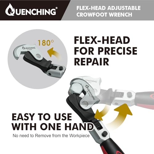 QUENCHING Chave Crowfoot com ajuste automático de 19,5 cm, pegada elétrica, chave ajustável com aço