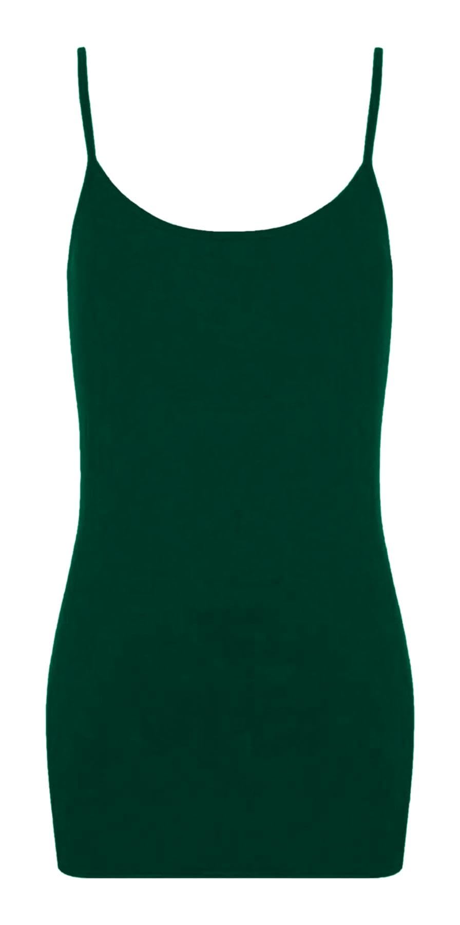 Hamishkane Women's Bottle Green Hamishkane® Strappy Bodycon Mini Dress, Scoop Neck Spaghetti Strap Dress Tank Tops, Stretchy Cami Vest Dresses, Plain Summer Party Dresses For Uk