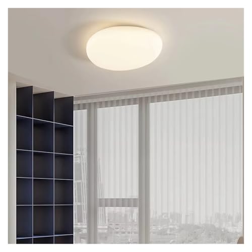 White Cobblestone Ceiling Led Lamp for Bedroon Living Room Study Lustres Indoor Decoration, Industrial(Tricolor Light,D52.5cm)
