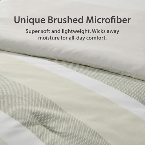 Regency Heights Queen Size Modern Striped Comforter Set, Lightweight Soft Microfiber Bedding Sets for All Season 7 Pieces Bed in A Bag Set with Comforter, Sheets, Pillowcases & Shams, Neutral — view 5