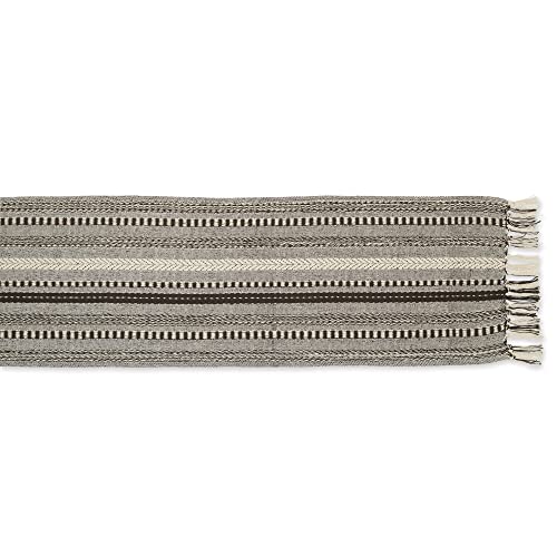 DII Farmhouse Braided Stripe Table Runner Collection, 15x72 (15x77, Fringe Included), Dark Brown, 15x72" (15x77", Fringe Included) - Image 2