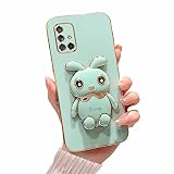 TTVV Miagon Lapin Support Coque pour Samsung Galaxy A51,Galvanisé Ultra Mince Étui Housse de Protection Anti-Rayures avec Bunny Béquille Stand