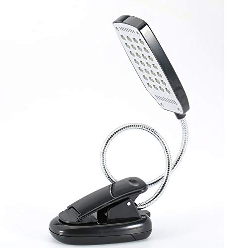 28 LED Book Light, Clip on Reading Light, Flexible Book Reading Lamp, Battery Power Eye Protection for Reading in Bed (Black)