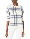 marc cain frühjahr sommer 2020 Kontrastrippe Marc New York Performance Damen Rayon Fleece Printed Drop Shoulder Pullover Sweatshirt, Muskatkaro, Medium