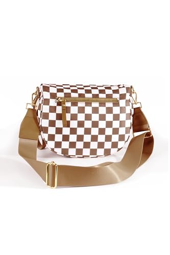 Image of FEIBOON Spacious Checkered Nylon Crossbody Bag Bum Bag Handbags Wallets for Women