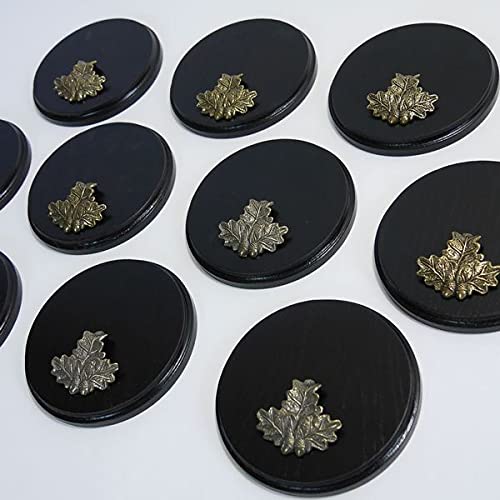 10 placas de cuña para cuña, tabla de especias, placa para trofeos, redonda, oscuro, AF 15 cm, con 10 hojas de roble.